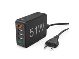 Описание и цена на зарядни устройства HAMA Charging Station, 51 Watt, 5-Way (1x QC3.0, 3x USB-A, 1x USB-C PD), black