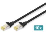 Описание и цена на лан кабел Digitus CAT 6A S/FTP patch cords 0.25m, 10 pieces, black 