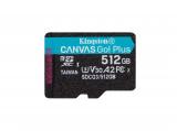 Описание и цена на Memory Card Kingston 512GB CANVAS GO! PLUS microSDXC Cl 10 UHS-I U3 V30 A2 SDCG3/512GBSP