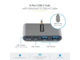 StarTech 4-Port USB-C Hub with 100W Power Delivery Pass-Through  снимка №2