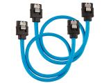 Описание и цена на кабел  Corsair  Premium Sleeved SATA 6Gbps 30cm Cable — Blue