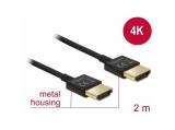 DeLock Cable High Speed HDMI with Ethernet - HDMI-A male > HDMI-A male 3D 4K 2 m Slim High Quality снимка №2