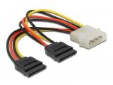 Описание и цена на DeLock Molex 4 Pin to 2x Sata 15 Pin Power cable 16 cm