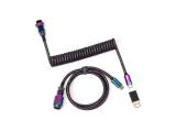 Описание и цена на Keychron Кабел за клавиатура Colorful Premium Coiled Angled, USB-C - USB-C, Rainbow Plated Black