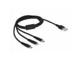 Описание и цена на DeLock Кабел за зареждане 3 в 1, USB - Lightning Micro USB- USB-C, 1м