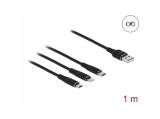 DeLock Кабел за зареждане 3 в 1, USB - Lightning Micro USB- USB-C, 1м снимка №2