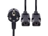 StarTech EU Schuko to 2x C13 Power Cord 2m, Black снимка №2