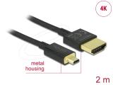 Описание и цена на DeLock High Speed Micro HDMI-D to HDMI-A Cable 3D 4K Slim 2m - Black