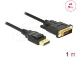 Описание и цена на DeLock DisplayPort 1.2 to DVI-D 24+1 Passive Cable 4K 30 Hz 1 m - Black