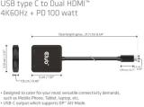 Club 3D MST-Hub USB 3.2 Type C > 2x HDMI 4K60Hz +100W PD St/Bu retail, CSV-1558 снимка №2