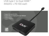 Club 3D MST-Hub USB 3.2 Type C > 2x HDMI 4K60Hz +100W PD St/Bu retail, CSV-1558 снимка №4