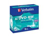 Оптично устройство ( записвачка) за компютър Verbatim DVD-RW Matt Silver 4x, 4.7GB 5pcs