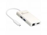 Описание и цена на USB Hub j5create Multiport Adapter USB-C j5create HDMI/ Ethernet/ USB 3.0 HUB/PD 2.0m white, JCA374