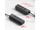Unitek USB3.0 HUB 4 port, 1.2m cable, aux USB-C power input  снимка №3