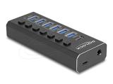 Описание и цена на USB Hub DeLock 7 Port USB Hub with 4 Ports 10 Gbps and 4 Fast Charging Ports with Switch and Illumination
