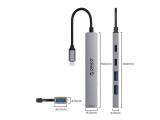 Orico HUB USB-C 5 port - USB3.0 x 1, USB2.0 x 2, USB-C x 2, Aluminium - YSB4-U2-GY снимка №2 Orico HUB USB-C 5 port - USB3.0 x 1, USB2.0 x 2, USB-C x 2, Aluminium - YSB4-U2-GY снимка №2