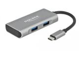 Описание и цена на USB Hub DeLock HUB USB 3.2Gen2 Type-C 2xType-A Bu 2xType-C Bu external, 63260
