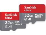 Описание и цена на Memory Card SanDisk 32GB Ultra microSDHC A1 Class 10 UHS-I + SD Adapter, 2 pcs, SDSQUA4-032G-GN6MT