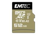 Флашка ( флаш памет ) Emtec microSDXC UHS-I U3 V30 A2 SpeedIN Pro + Adapter, ECMSDM512GXC10SP