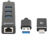 Manhattan 3-Port USB 3.0 Type-C/A Combo Hub + Network Adapter, 180894 снимка №3 Manhattan 3-Port USB 3.0 Type-C/A Combo Hub + Network Adapter, 180894 снимка №3