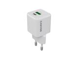 Описание и цена на зарядни устройства Canyon Charger CU20AC GaN 20W 1xPD 1xQC EU White
