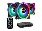Описание и цена на вентилатори » A-RGB AeroCool Fan Pack 3-in-1 3x120mm - DUO 12 Pro - ARGB with Hub, Remote
