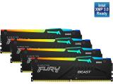 128 GB = KIT 4X32GB DDR5 5200 за компютър Kingston FURY Beast RGB KF552C40BBAK4-128 снимка №2