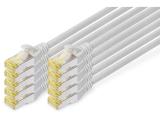 Описание и цена на лан кабел Digitus CAT 6A S/FTP patch cord 0.25m, 10 pieces, grey